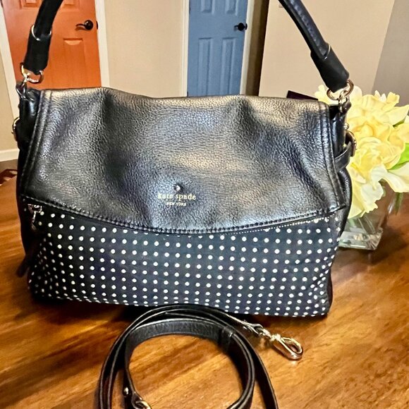 Kate Spade Cobble Hill Little Minka Dot Black Leather Convertible Crossbody Bag - Picture 3 of 14